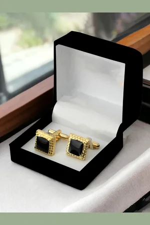 Lucky Jewellery Black Gold Plated Cufflink
