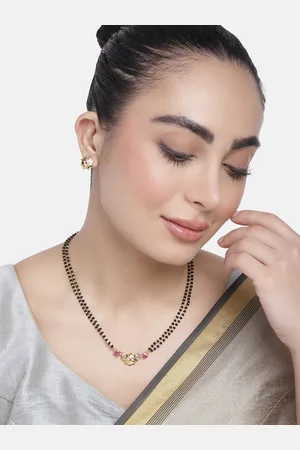 ESTELE Gold Plated CZ Ravishing Flower Designer Mangalsutra Necklace Set