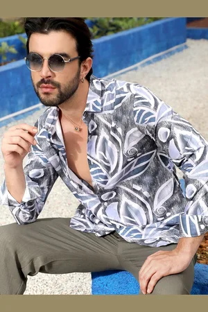 Campus Classic Floral Printed Spread Collar Long Sleeves Casual Shirt