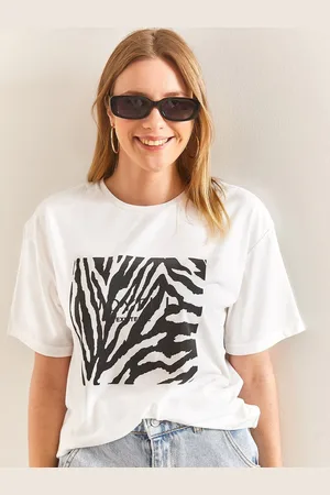 Bianco Lucci Graphic Printed Drop Shoulder Sleeves Casual T-shirt