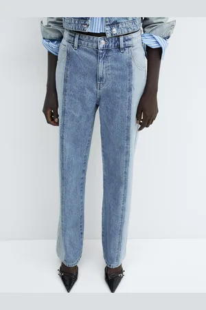 MANGO Women Straight Fit Colourblocked Jeans