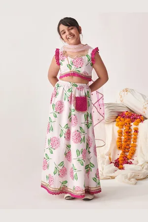 pspeaches Girls Printed Ready to Wear Lehenga & Blouse With Dupatta