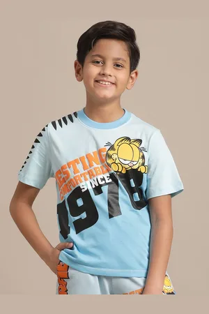 Kidsville Boys Garfield Printed Pure Cotton Round Neck Tshirt