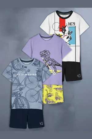 HELLCAT Girls Pack Of 3 Printed T-shirt With Shorts