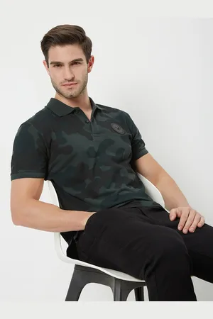 Mufti Men Camouflage Printed Polo Collar Slim Fit Pure Cotton T-shirt