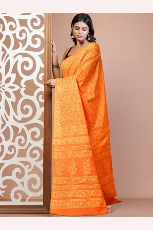 Unnati Silks Ethnic Motifs Pure Cotton Handloom Block Print Saree