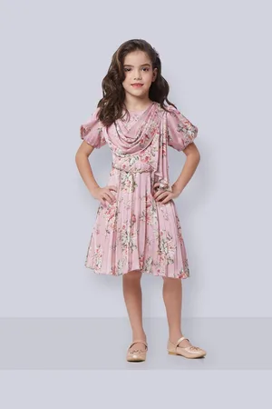 Peppermint Floral Printed Puff Sleeves A-Line Dress