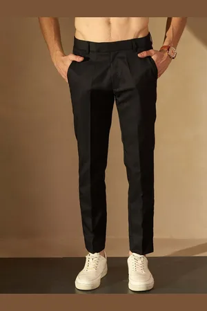 DENNISON Men Black Tapered Fit Cropped Trousers