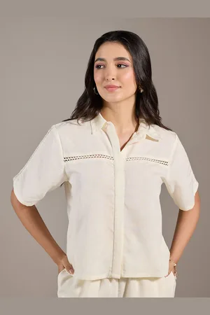 20Dresses Off White Crochet Detail Casual Shirt