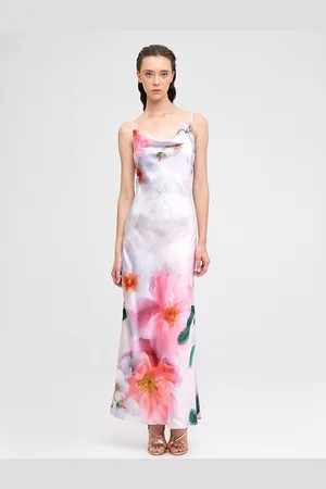 COVER STORY Women Tie and Dye Print Satin Maxi Dress