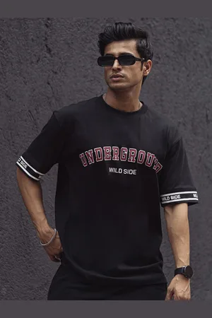 Powerlook Men Typography Printed Round Neck Oversized T-shirt
