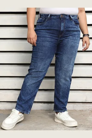 High Star Plus Size Women Straight Fit High-Rise Clean Look Light Fade Jeans