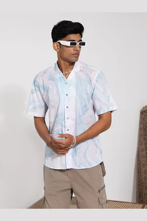 Vastramay Premium Cuban Collar Printed Cotton Party Shirt