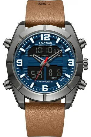 Kenneth Cole Men Leather Strap Analogue and Digital Sports Watch KRWGD9005501