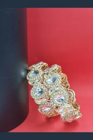 Anouk Gold Toned Set of 2 Gold Plated Kundan Studded Bangles