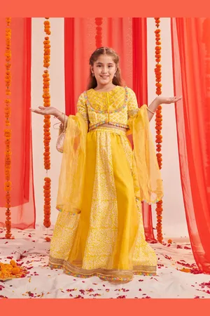 pspeaches Girls Printed Ready to Wear Lehenga & Blouse With Dupatta
