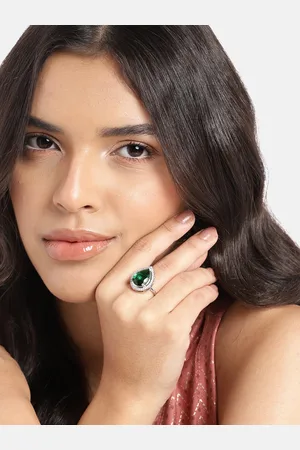 Anouk Silver-Plated AD-Studded Adjustable Finger Ring