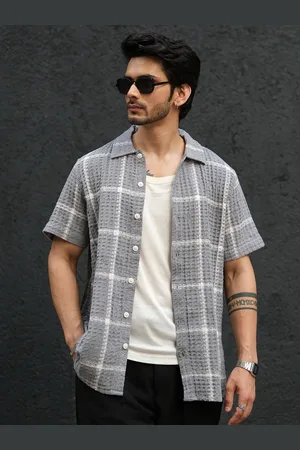 Powerlook Men Spread Collar Tartan Checks Self Design Opaque Checked Casual Shirt