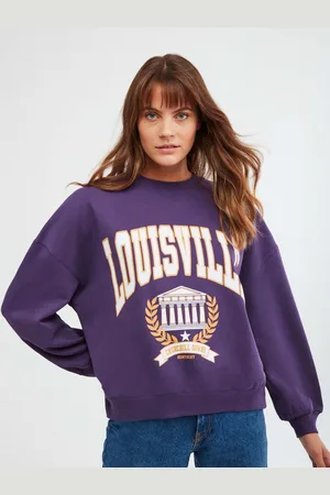 Grimelange Women Typography Printed Round Neck Pullover