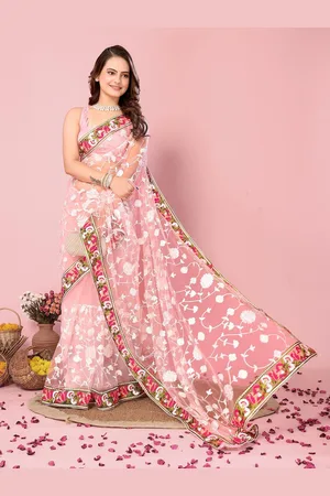 VAIRAGEE Floral Embroidered Net Saree
