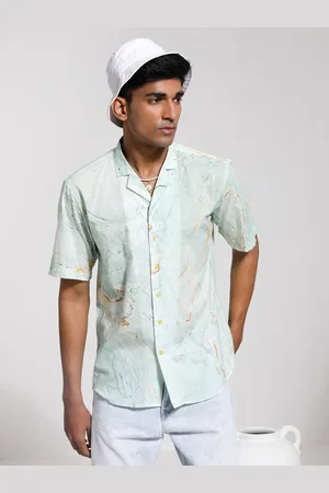 Vastramay Premium Cuban Collar Printed Cotton Party Shirt