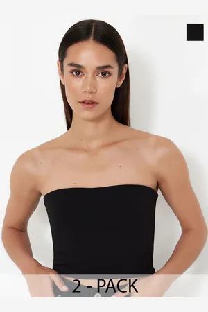 Trendyol Pack Of 2 Solid Sleeveless Tube Crop Top