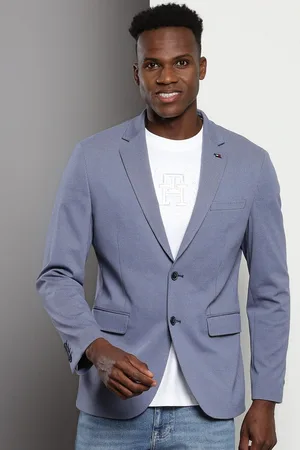 Tommy Hilfiger Striped Notched Lapel Collar Single Breasted Blazer