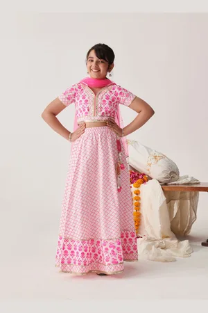 pspeaches Girls Printed Ready to Wear Lehenga Choli With Dupatta