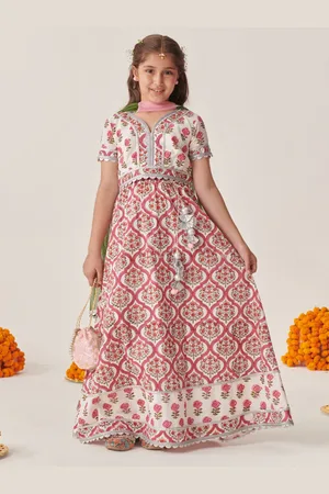 pspeaches Girls Printed Ready to Wear Lehenga Choli With Dupatta