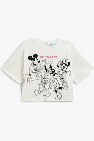 Koton Girls Mickey Mouse Graphic Printed Pure Cotton Casual T-shirt