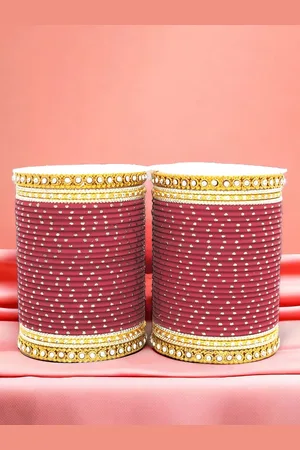 Leshya Set Of 64 Brass-Plated Stone-Studded Bangles