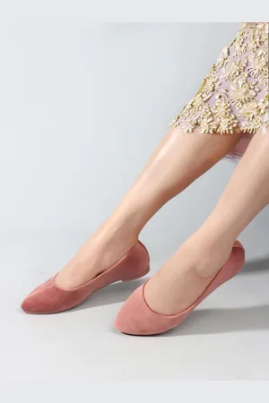 DressBerry Nude Coloured Velvet Ballerinas