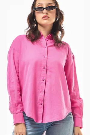 Bewakoof Spread Collar Cotton Linen Oversized Casual Shirt