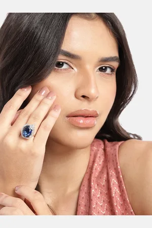 Anouk Silver-Plated AD-Studded Adjustable Finger Ring