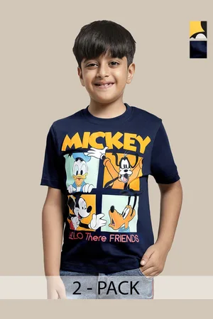 Kidsville Boys Pack Of 2 Mickey & Friends Printed Pure Cotton T-shirts