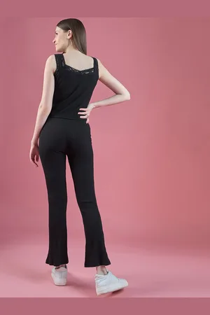 DressBerry Women Solid Top With Flared Pants Co-Ords