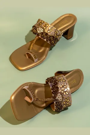 Inc 5 Embellished Open Toe Block Heels