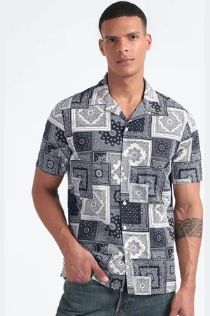 Flying Machine Ethnic Motifs Printed Cuban Collar Pure Cotton Casual Shirt