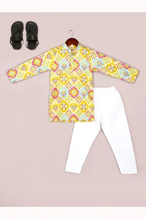 naughty ninos Boys Ethnic Motifs Printed Regular Pure Cotton Kurta with Pyjamas