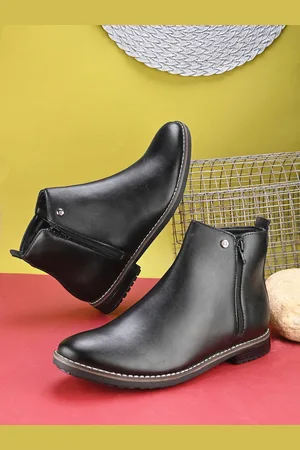 El Paso Men Black Solid Mid Top Flat Boots