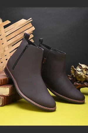 Provogue Men Brown Textured Mid-Top Chelsea Boots