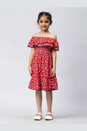 HERE&NOW Floral Print Off-Shoulder Fit & Flare Dress
