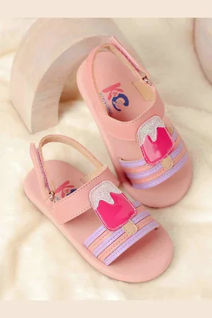 KICKS & CRAWL Girls Hot Pink Candy Open Toe Flats