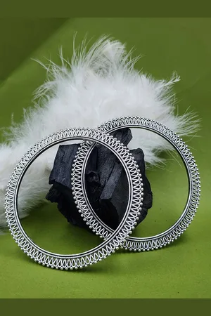 Sangria Set Of 2 Silver-Plated Bangle