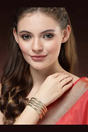 Anouk Set Of 4 Gold-Toned Gold-Plated Dual Toned Bangles