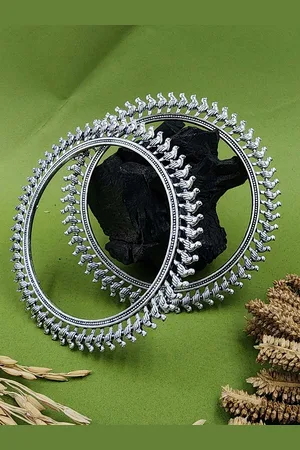 Sangria Set Of 2 Silver-Plated Bangle