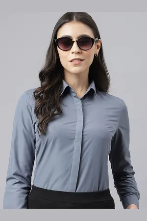 English Navy Women Solid Formal Shirt