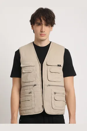The Bear House Men Solid Multi-Pocket Utility Cotton Tailored Jacket