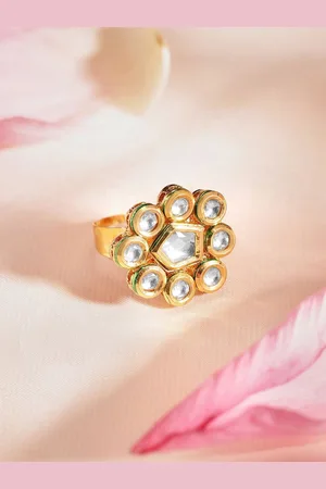Priyaasi Gold Plated Kundan Studded Finger Ring