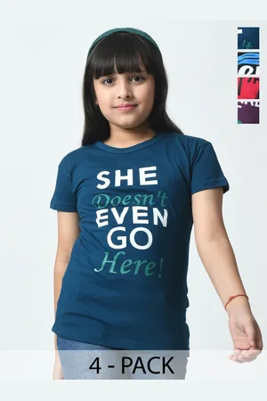 BAESD Girls Typography 4 Printed Slim Fit T-shirt